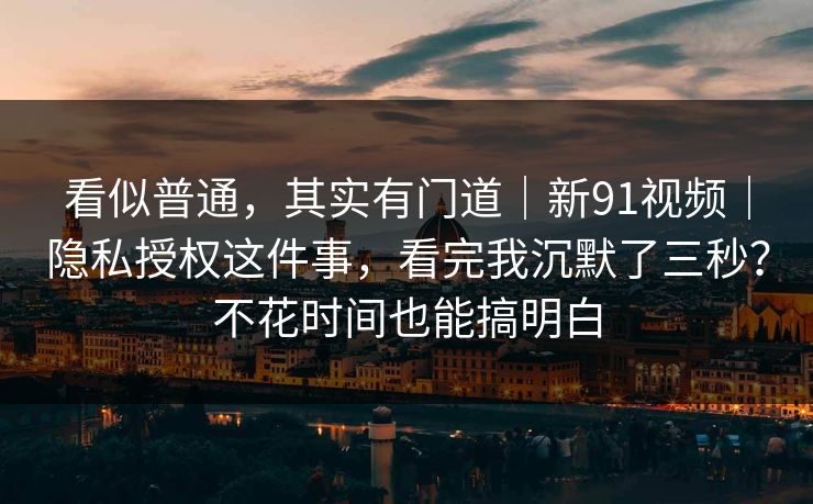 看似普通,其实有门道|新91视频|隐私授权这件事,看完我沉默了三秒?不花时间也能搞明白 第1张 看似普通,其实有门道|新91视频|隐私授权这件事,看完我沉默了三秒?不花时间也能搞明白 第1张